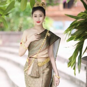 New Thai Traditional Clothing Women’s Outfits Tops Skirt Shawl Thai Daily Casual Photography Welcome Work Suit