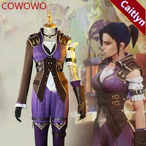 COWOWO Game LOL Arcane Caitlyn Cosplay Costume Game Cos LOLs Arcane Cos Arcane Caitlyn Costume and Cosplay Wig