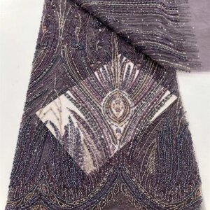 High Quality Lace Fabrics 2025 5 Yards Latest Luxury Handmade Beads Lace Fabric Embroidery French Tulle Lace Fabric Dress A851-1