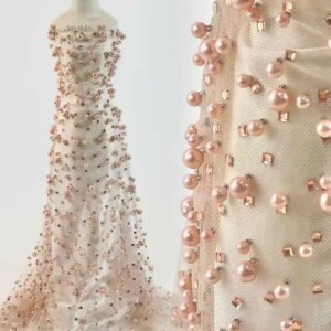 African Stones Lace Fabric 2025 High Quality Nigerian Lace French Tulle Fabric For Party Dress Sew