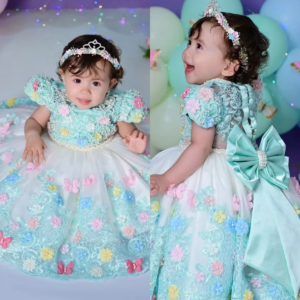 Vintage Flower Girl Dress for Wedding 3D Lace Beading Floral Party Princess Holy Boho Tulle Baby Birthday First Communion Dress