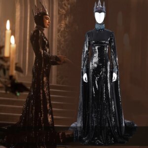 MMGG Movie Snow Princess Dress Queen Cosplay Costume Black Dress Cape Accessories For Game Party Custom Made