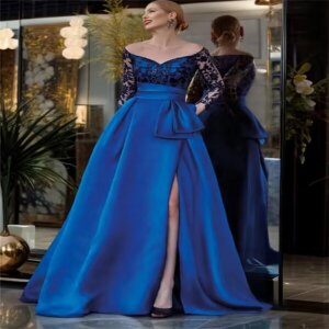 V Neck Mother of the Bride Dresses 2024 luxury A Line Guest Princess Wedding Party Dress Sexy Lace Front Split Evening Dress