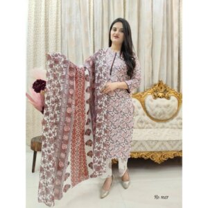 Women Printed Kurta Palazzo with Dupatta Set Indian Wedding Salwar Kameez Suit