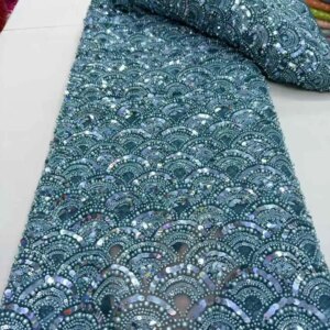 French Mesh Bridal Lace Fabric Beads African Sequins Lace 2025 Hot Sale Nigerian Beads For Women Wedding Dress Sewing