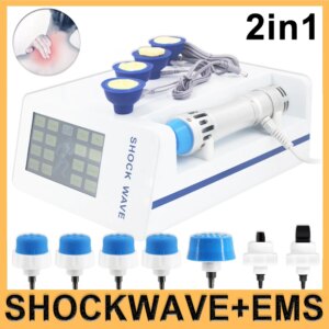 300MJ Shockwave Therapy Machine Sports Injury Pain Relief 2in 1 Electric Muscle Stimulation ED Treatment Health Care Massager