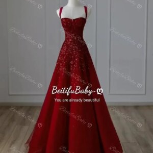 Customized 2025 Women’s Evening Dress Sequins Heavy Industry A-line Sleeveless Organza Wedding Party Dresses for Women Vestidos