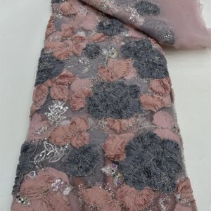 Africa Nigerian Beaded French Mesh Lace With Sequins High Quality 2025 Embroidery Lace Sequins Lace For Wedding Dresses
