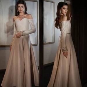 Little Daisy Customized Modern Style Sexy Beading Sequined A-line Square Neck Long Dresses Bespoke Occasion Dresses Matching Cla