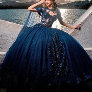 Navy Blue Shiny Quinceanera Dresses Off Shoulder Ball Gown Sweet 16 Dress Beading Appliques Lace Tull Birthday Party Vestidos 15