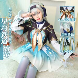 Game Honkai Rail star Cos Firefly Cosplay Same Original Skin Blue Dress Female Anime Party Costume H