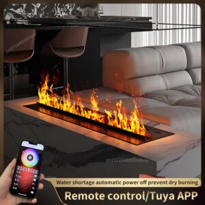 3D Atomized Fireplace App Colorful Steam Flame ECO Friendly Indoor Decorative Water Vapor Mist Intelligent Electric Fireplace