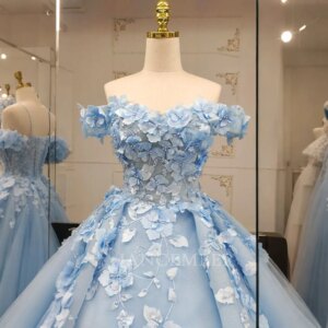 Customized Blue Quinceanera Dresses Ball Gown Birthday Party Dress Lace Up Graduation Gown Vestidos Lsany07