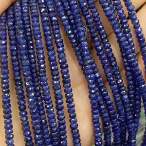 7A blue Sapphire roundelle faceted 2-5mm loose beads 40cm for DIY jewelry making necklaceFPPJ wholesale  nature