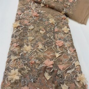 2025 3D Applique Lace Fabrics With Sequins For Evening Dresses Latest French Beaded Tulle Lace Fabric High Quality African JF