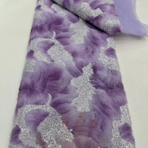 Nigerian Wedding Tulle Lace Beads High Quality 2025 African French Net Mesh Fabric with Coloful Small Sequin Fabircs