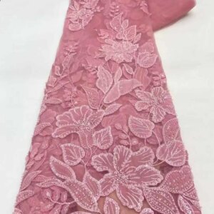 Elegant African Lace Fabric Sequins Beaded Embroidery Groom Nigerian Bridal High Quality French Tulle Lace Fabric For Wedding