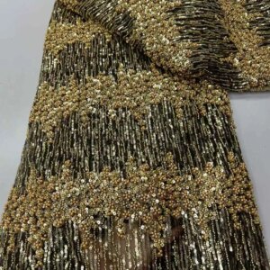 High-end Heavy Beaded Fabric, Latest African Luxury Sequins Groom Embroidery,French Tulle Lace Fabric for Sewing