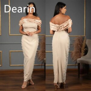 Customized Evening Dress Prom Gown Women Formal Dearin Off-the-shoulder Column Floor Length Skirts Vertically Bespoke Occasion D
