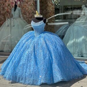 Sexy Off The Shoulder Quinceanera Dresses Long Sleeved Party Dress Appliques Lace Beads Tull Lace Up Court Train Ball Gown 2025