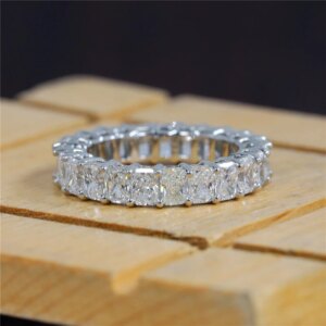 18K Real Gold Radiant 4*3mm Full Eternity Band Certified Lab Grown Diamond eternity Band  Vintage Women’s Jewelry Wedding Ring