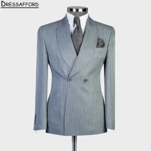 Silver Striped Wedding Suits Men’s Business Suit 2 Pieces Formal Man Tuxedo Groom Wear