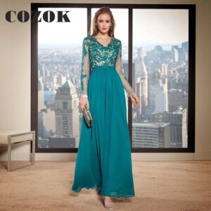 V Neck Illusion Applique Mother Of The Bride Dress A Line Chiffon Wedding Guest Gowns Madre Novia Vestidos Custom LF71