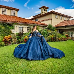 customized Shiny dark blue Quinceanera Dresses Ball Gown Sweet 16 Dress sequin applique crystal Lace Birthday 15th Party Gown