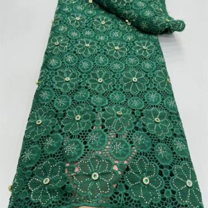 French Lace Green Lace Fabric High 5Yard Quality 2025 Luxury African Organza Cord Lace Fabric With Bead Weddings Dresses A1057-1
