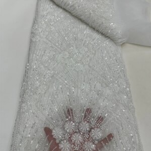 Luxury African Sequins Beaded Lace Fabric 2024 High Quality Groom Nigerian Wedding Bridal Embroidery French Tulle Sewing