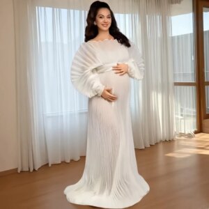 Gorgeous Pleated Maternity Dresses Photoshoot Pleat Baby shower vestidos para embarazadas Photographie de vêtements de maternité
