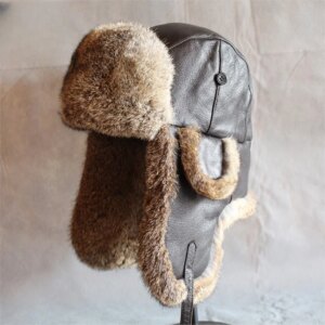 Sheepskin Lei Feng hat fur Men’s and women’s fashionable day thick leather ear warm old cotton