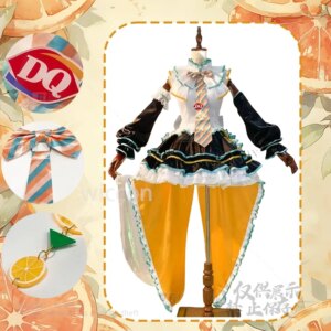 Anime Mikuuu Cos Costume Wig Bustle Crinoline DQ ice Cream Clothing Full Set Kawaii Women Gilrs Halloween Party Customized