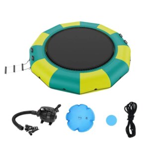 12ft Water Bouncer Portable Trampoline with Electric Pump 3Step Ladder for Pools Lakes Water Sports