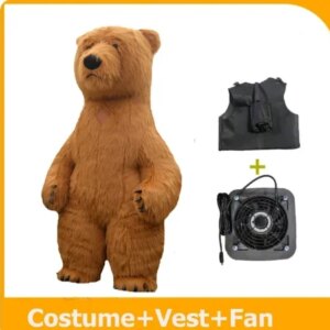 Christmas 10ft Giant Inflatable Polar Bear Costume Adult Blow Up Fur Plush Mascot Suit Animal Character Inflated Garment Withou