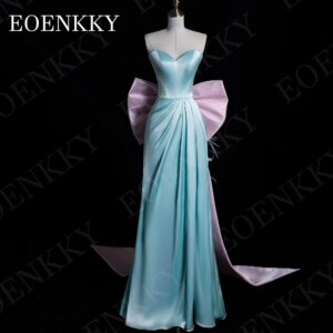Mermaid Prom Dresses Elegant Evening Party Satin Strapless Sweetheart Special Occasion Dress With Bow فستان سهره سعوديه 2024