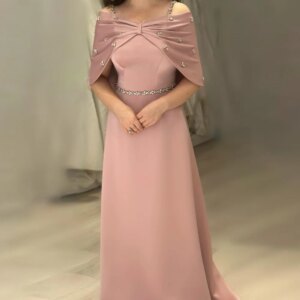 Vinndal Eveningdresses Crepe Sweetheart Sleeveless Floor-Length Polyester Beading Pleat Simple High-Quality Exquisite For Woman
