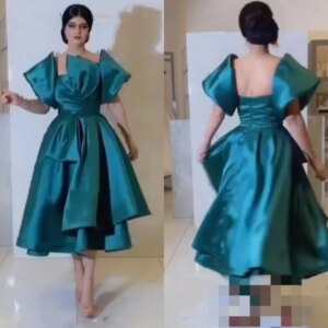 Customized Jersey Pleat Formal Evening A-line Off-the-shoulder Bespoke Occasion Gown Midi Dresses