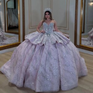 Pink Shiny Princess Quinceanera Dresses Off Shoulder Beading Crystal Bow Tull Sweet 16 Dress Ball Gown Vestidos 15 Anos