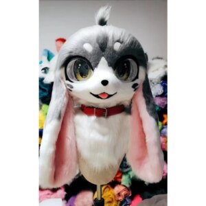 Furuit Long-haired Cat and Fox Mascot Head Party Halloween Fur Role Play