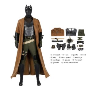 Halloween Carnival Bat Role Playing Costume Justice League Men’s Nightmare Bat Battle Costume Leather Jacket Overclothes Mask