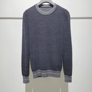 New men’s casual everything with retro accent blue diamond crewneck sweater long sleeve base top