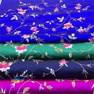 Silk brocade embroidery cheongsam dress Mongolian robe Hanfu national style satin