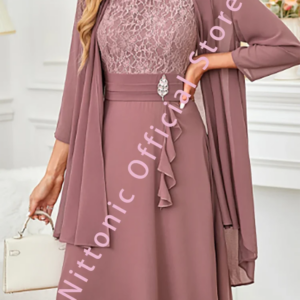Elegant O-Neck Lace Pleat A-Line Mother Of Bride Wedding Dresses Bridal Gowns Customized