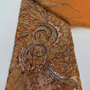 New High-End Luxury French Embroidery Heavy Groom Lace Fabric African Nigerian With Sequins Fabric For Wedding