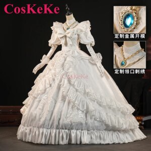 CosKeKe Marie Cosplay Game Identity V Costume Promised Day Sweet Elegant White Formal Dress Halloween Party Role Play Clothing