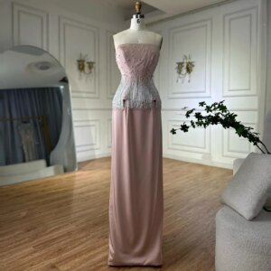 Customized Exquisite Satin Crystal Tassel Evening Dresses Delicate Strapless Party Dress Custom Size Special Occasion