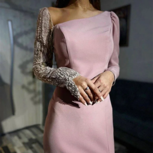 Customized Evening  Sexy Casual  Jersey Beading Pleat Cocktail Party A-line Off-the-shoulder Bespoke Occasion Gown Midi Dresses
