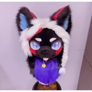 Fursuit Husky Fox Mascot Head Halloween Party Fur Cosplay