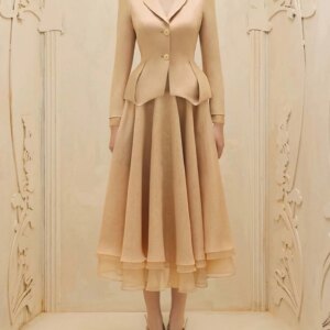 Customized Formal Organza Buttons Tiered Evening Dresses High Quality Long Sleeves Celebrity Gowns Custom Size Cocktai